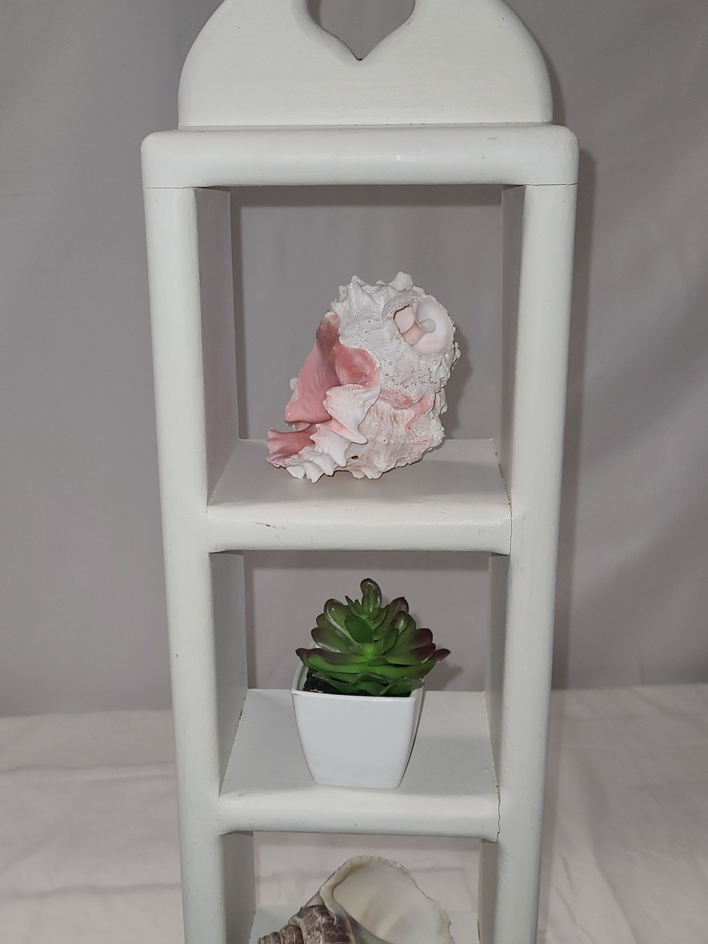 Shabby Chic White Wooden Wall Shelf with Heart Accent - Home Wall Decor - Picture 2 of 7